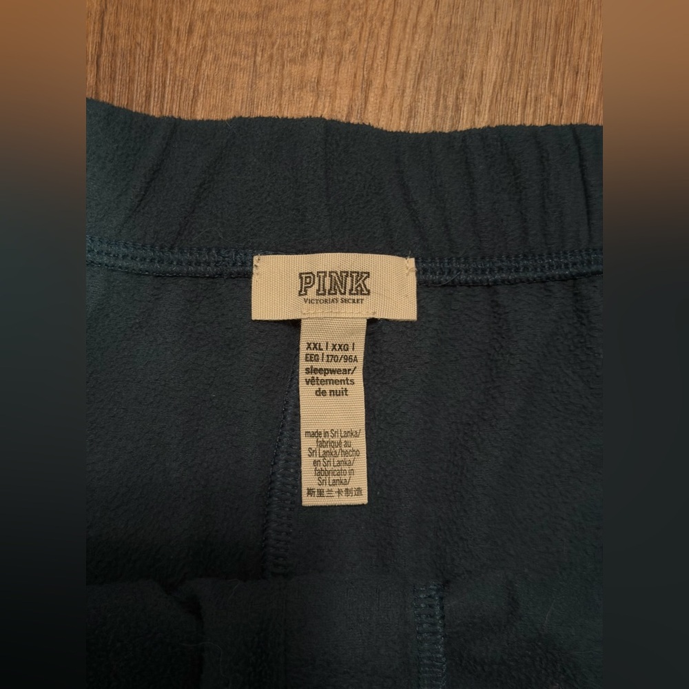 Victoria’s Secret PINK polar fleece hoodie shorts pj set - ivy green crest XXL - Picture 9 of 12